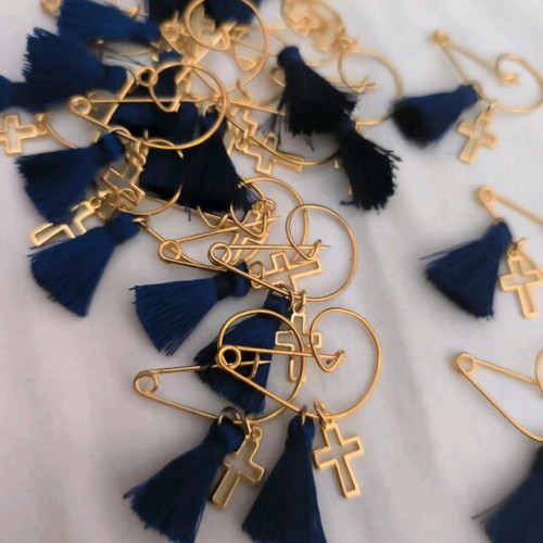 Baptism favors new, pack of 60 with blue tassel and metal cross