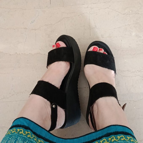 Platform sandals size 41 used, black and brown, comfortable
