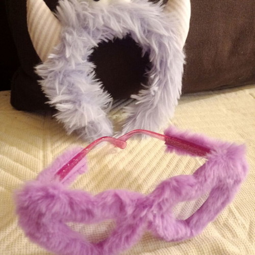 Purple furry glasses and headband carnival new