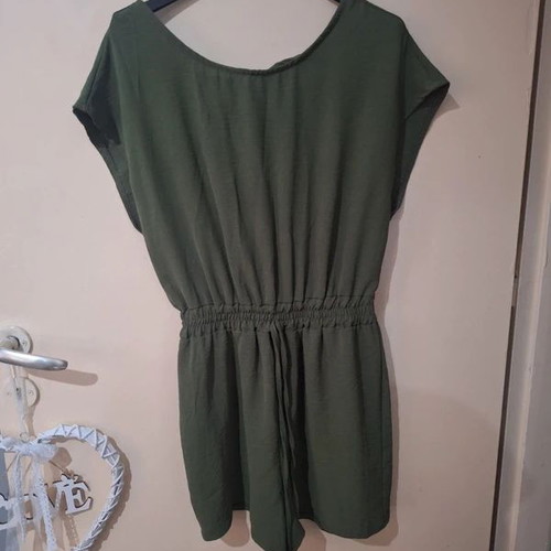 Playsuit one size, like new, army green with elastic waist