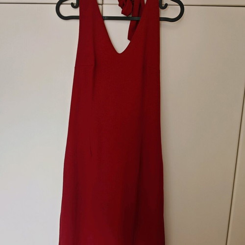 Red Midi Dress Esclusive S like new with open back and tie