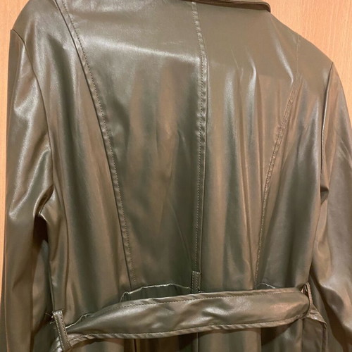 Leather midi dress size M like new, khaki