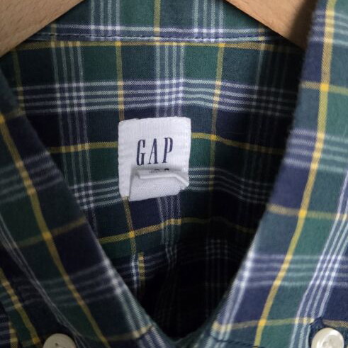 GAP Kids plaid shirt, green blue yellow, size M