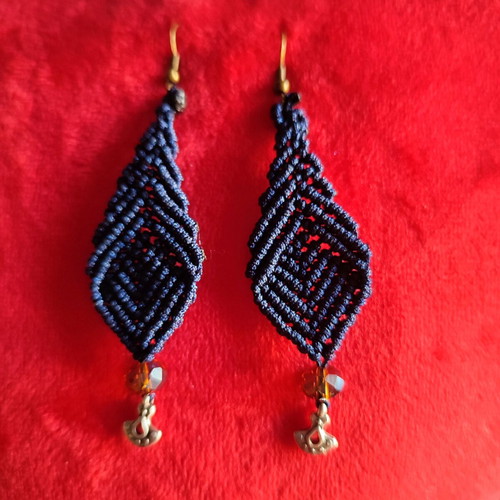 Macrame earrings new, blue