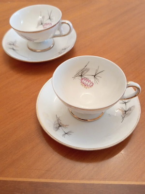 Yamaju vintage porcelain tea and coffee cup set of 2