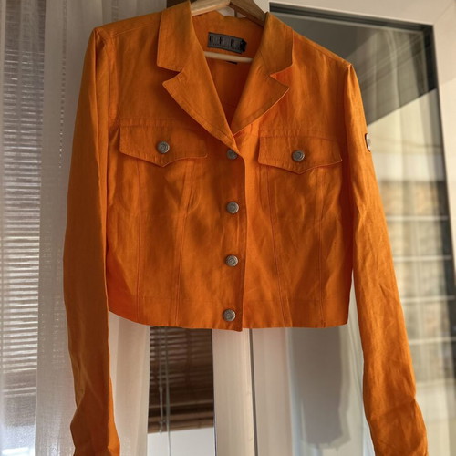 Linen Orange Jacket Gianfranco Ferre like new, size Large