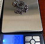  ασημένια σκουλαρίκια 925 με γρανάτη μοναδικό κομμάτι 13,9 γραμμάρια