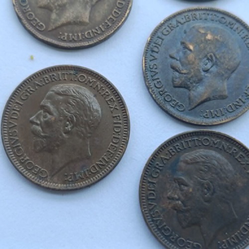 George V Farthings used, lot of 7 coins 1911-1936