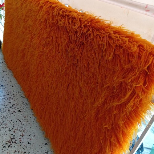 Large wool flokati rug 2.40x2.20 m, bright orange
