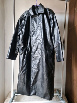 Faux leather trench coat σαν καινούργιο, μαύρο, μέγεθος XL/3XL