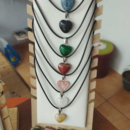 Cross necklace with semi-precious stones new set with cord