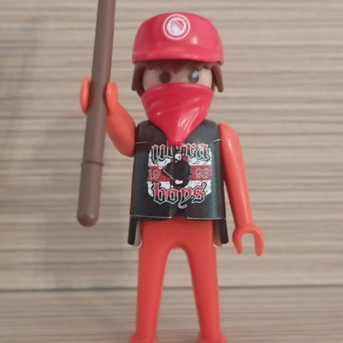 Playmobil fan figure of Olympiacos with team flag like new