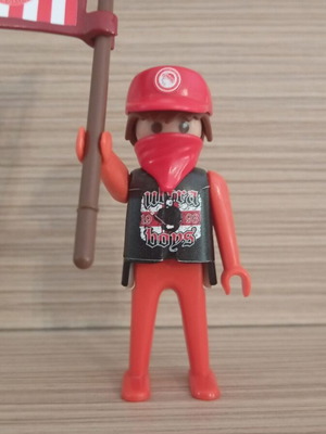 Playmobil fan figure of Olympiacos with team flag like new