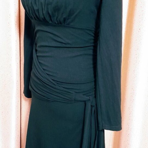 Open long-sleeve midi dress petrol like new, size S