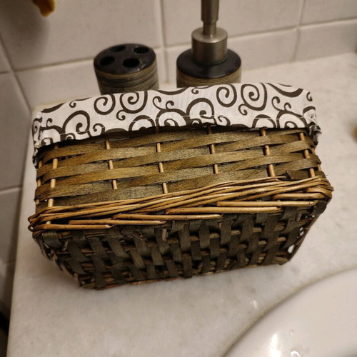 Bathroom set used with soap dispenser, toothbrush holder, and basket