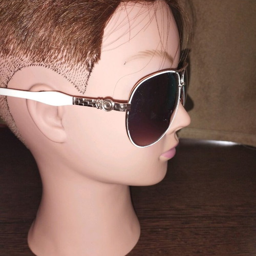 Women's sunglasses used, white with rose gold details
