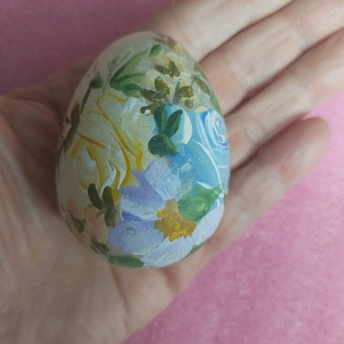 Easter marble egg with handmade painting 6 cm new