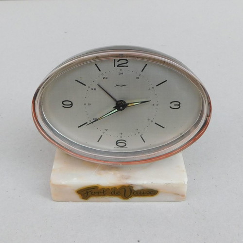 Jerger wind-up alarm clock with vintage marble base