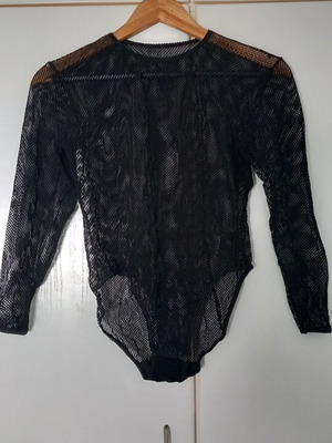 Mesh bodysuit new, elastic fabric, black, sizes M/L/XL