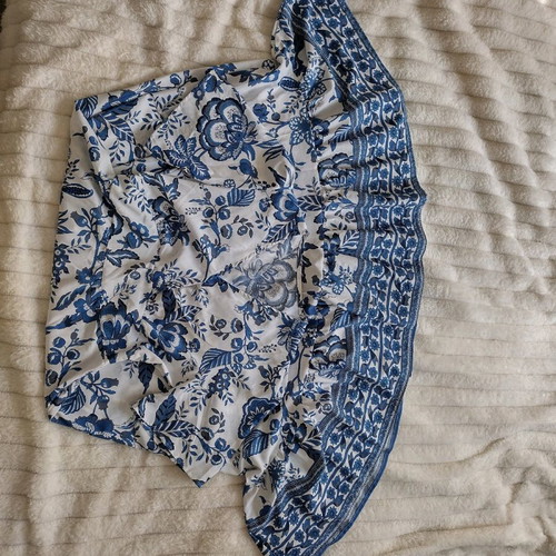 Mediterranean Blue and White Floral Dress like new with Short Sleeves
