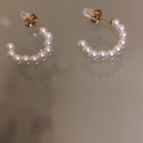 Earrings hoops with pearls stainless steel new
