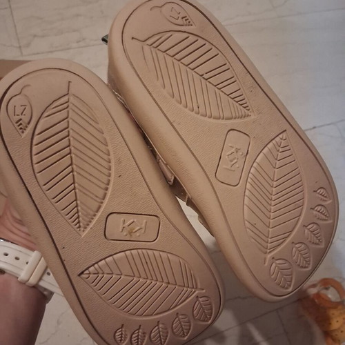 Girls' sandals size 27 like new, leather, pink and gold