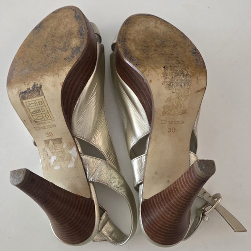 Dune London Gold Metallic Leather Slingback Heels used