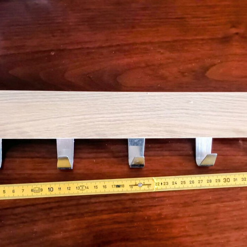 Wooden door hanger with 5 metal hooks used