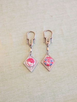 Olympiacos vintage metal keychain set of 2 like new