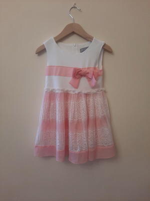 Alouette girls dress white-pink like new, size 98 cm
