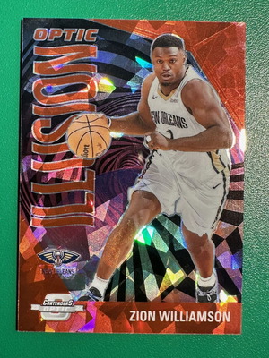 Αριθμημένη Κάρτα Zion Williamson 2023-24 Panini Contenders Optic Illusion Red Cracked Ice Prizm καινούργιο