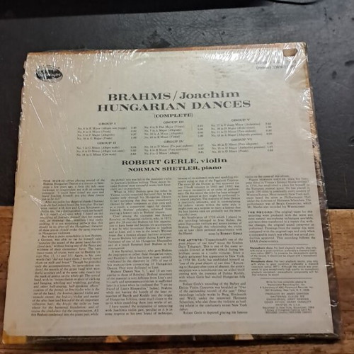 Brahms Hungarian Dances record used, Joachim