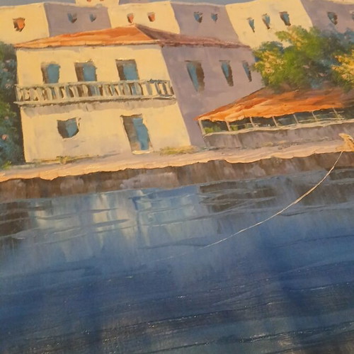 Oil painting on canvas new with Greek island landscape