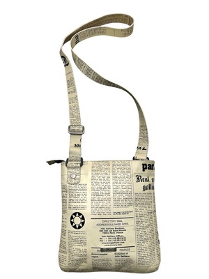 Чанта тип кросбоди John Galliano с вестникарски принт употребявана, черно и бяло