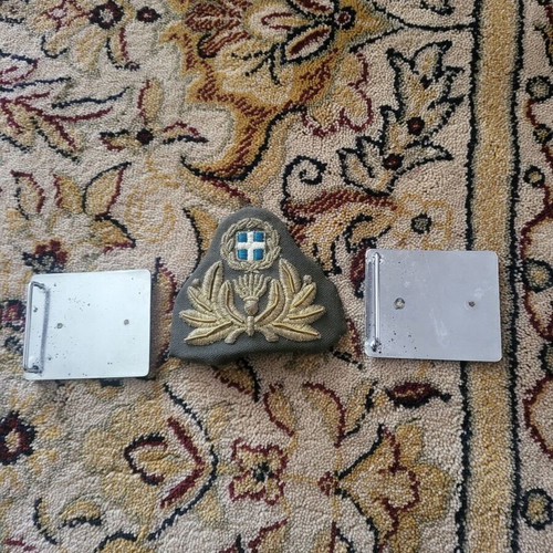 Set with Greek emblem and 2 police buckles used