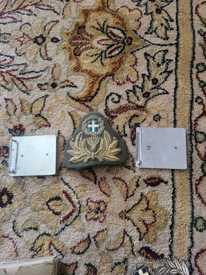 Set with Greek emblem and 2 police buckles used