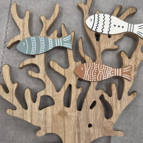 Wooden decorative fish table ornament