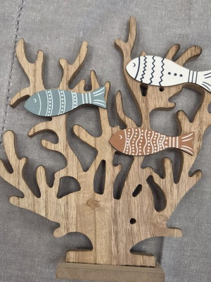 Wooden decorative fish table ornament
