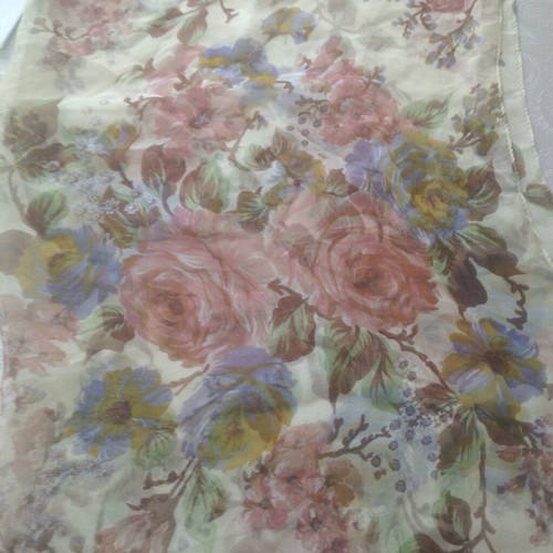 Summer silk scarf like new, beige pastel shades