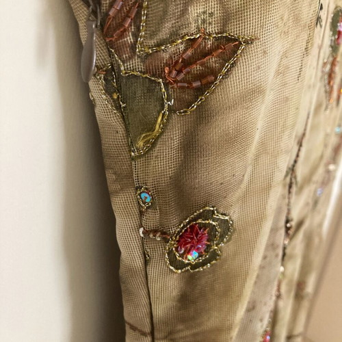 Evening dress like new, silk with embroidery and transparency, size M