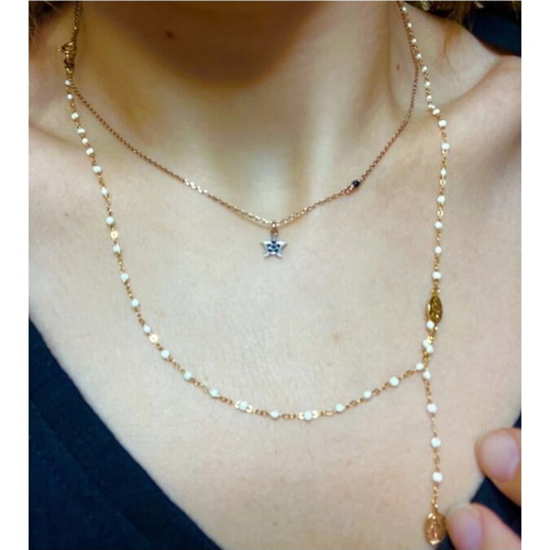 Silver necklace with rose gold plating and black zircon, like new