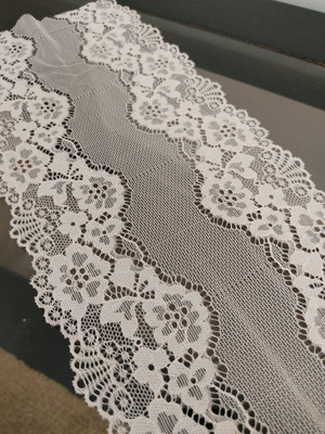 Lace fabric strip like new, 14cm width, 2 meters, light coral color