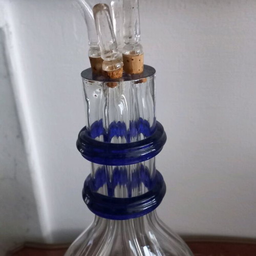 Crystal carafe for 4 different drinks like new, height 30cm