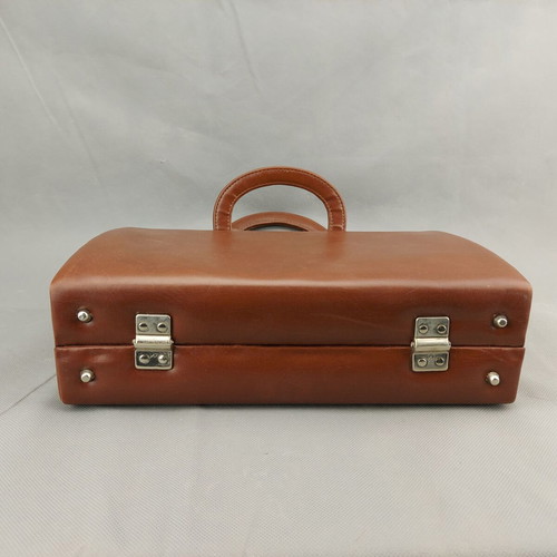 Old Soviet women's bag used, brown vinyl fashion bag