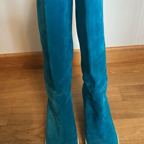 Casadei Double Face boots like new, turquoise, size 36