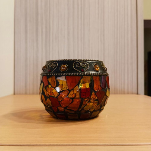 Boho Oriental Mosaic Glass Candle Holder
