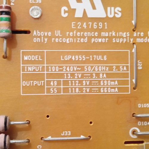 LG power supply LGP4955-17UL6 used for LG 49SJ810V