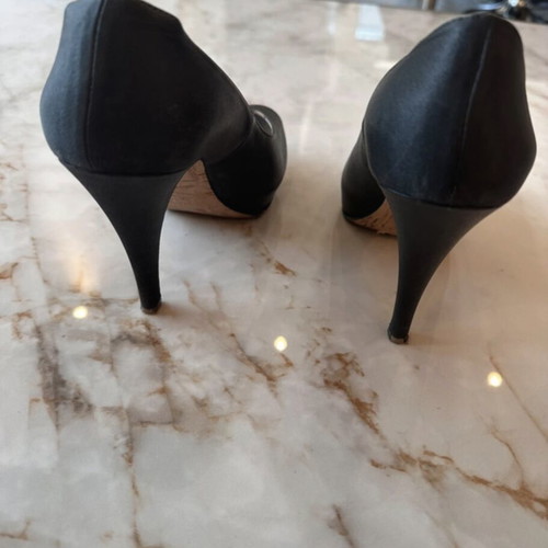 Sagiakos black peep-toe pumps satin look size 38 like new