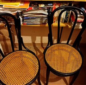 6 Ξύλινες βενέζικες καρέκλες με φυσική ψάθα