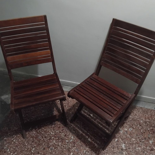 Spot folding armchair Acacia wood like new, set of 2